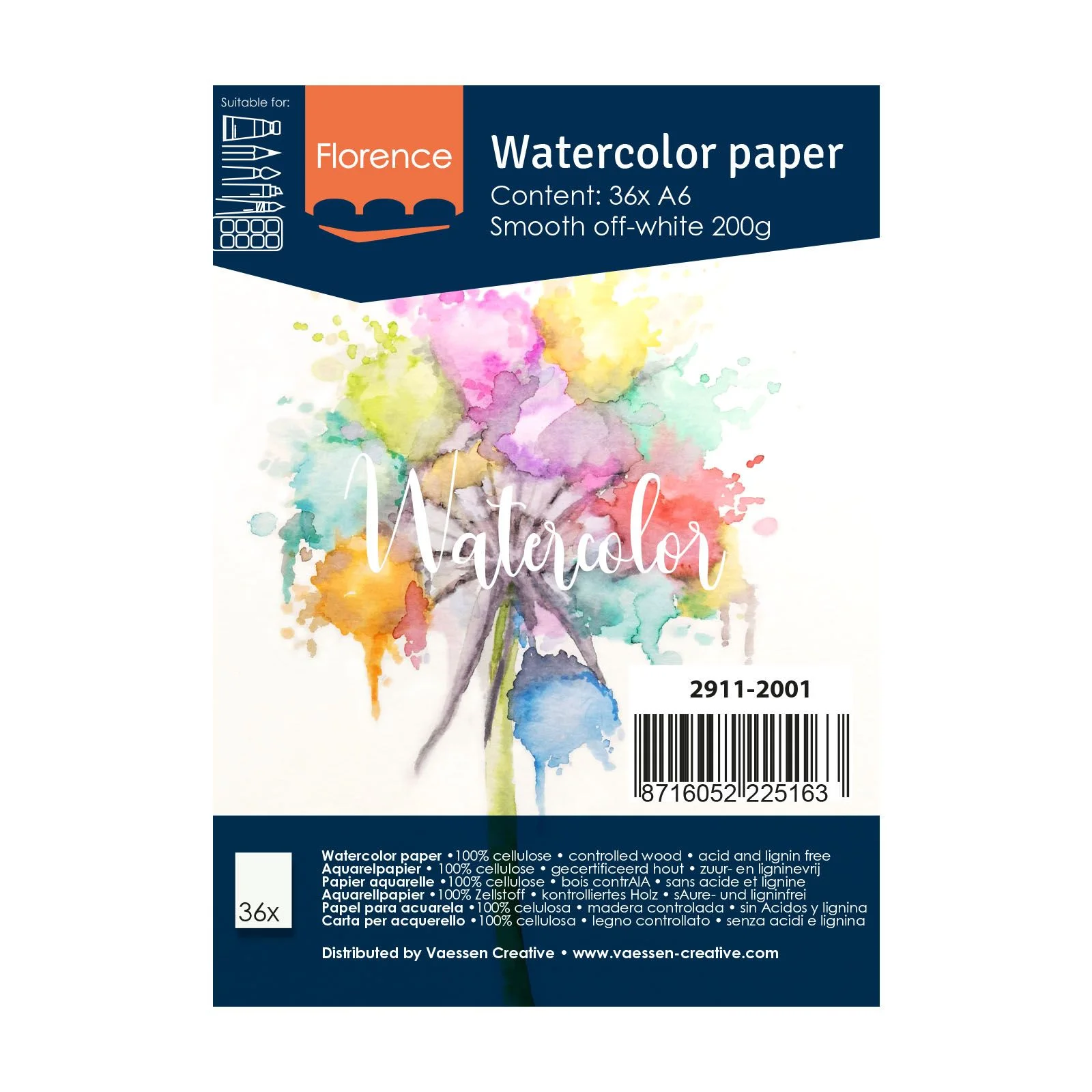 Vaessen Creative • Florence • Aquarellpapier smooth Elfenbein 200g A6 36pcs