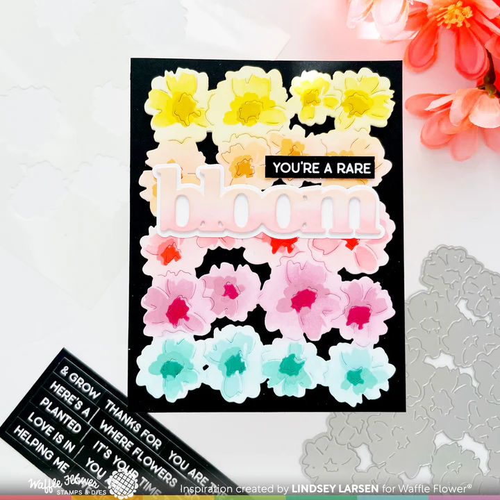 Bild 3 von Waffle Flower Painted Flowers Background - Schablone Blumen