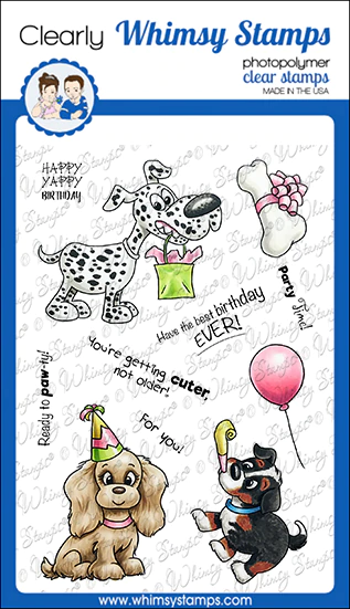 Whimsy Stamps Clear Stamps - Doggie Birthday Party - Hund Geburtstag