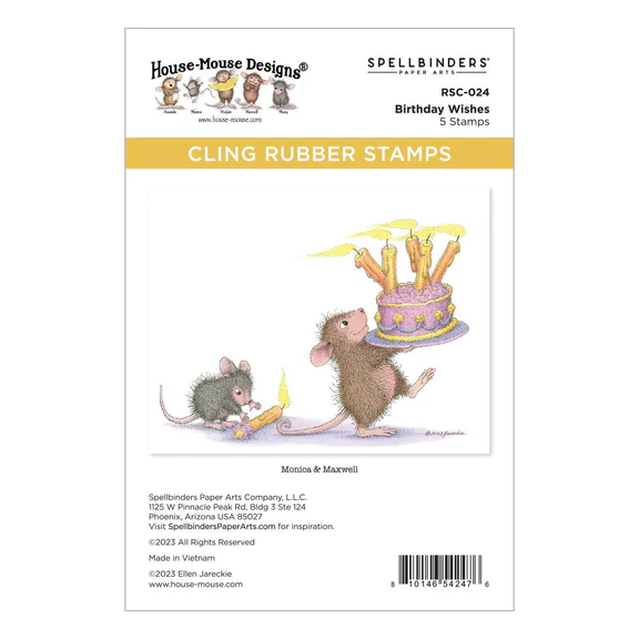 Spellbinders Birthday Wishes  Cling Rubber Stamp Set - House Mouse Stempelgummi