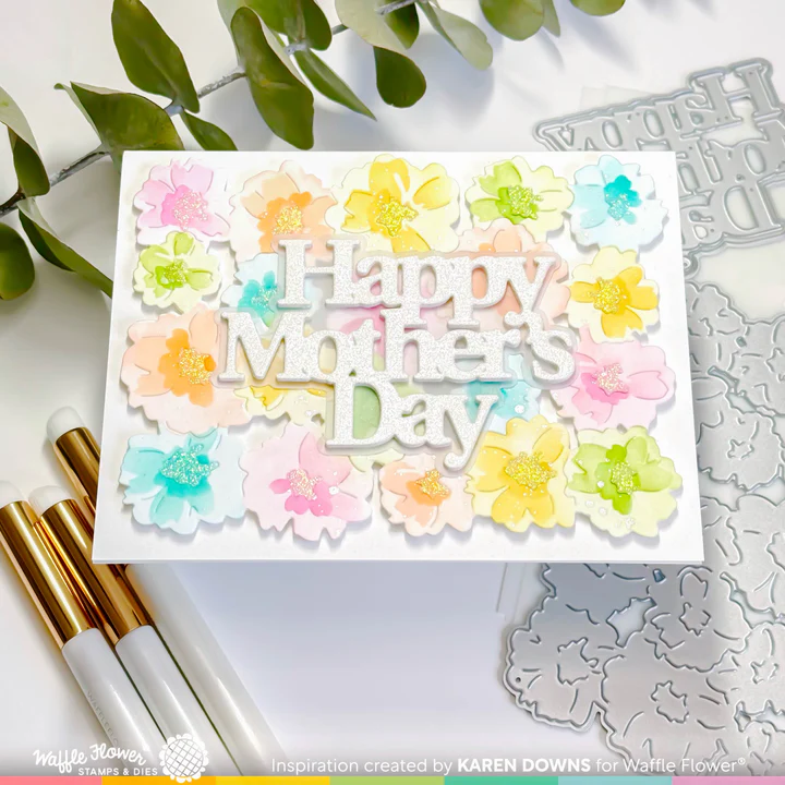 Bild 5 von Waffle Flower Painted Flowers Background - Schablone Blumen