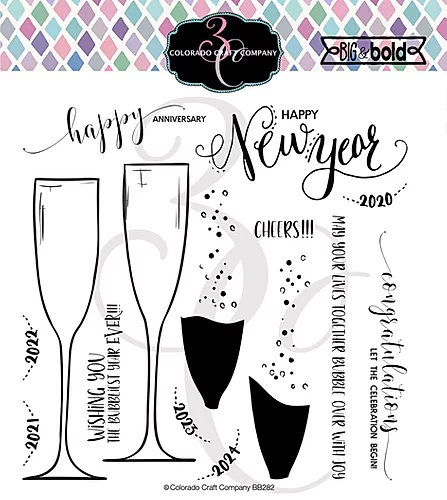 Colorado Craft Company Clear Stamps - Big & Bold~Champagne Celebrations