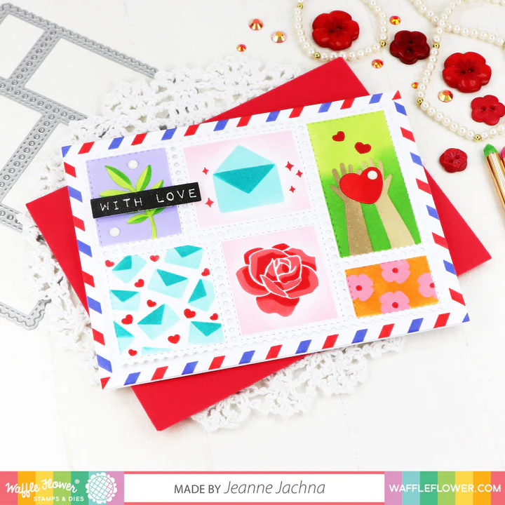 Bild 8 von Waffle Flower Postage Collage Coloring  Stencil - Briefmarken-Schablone Muster