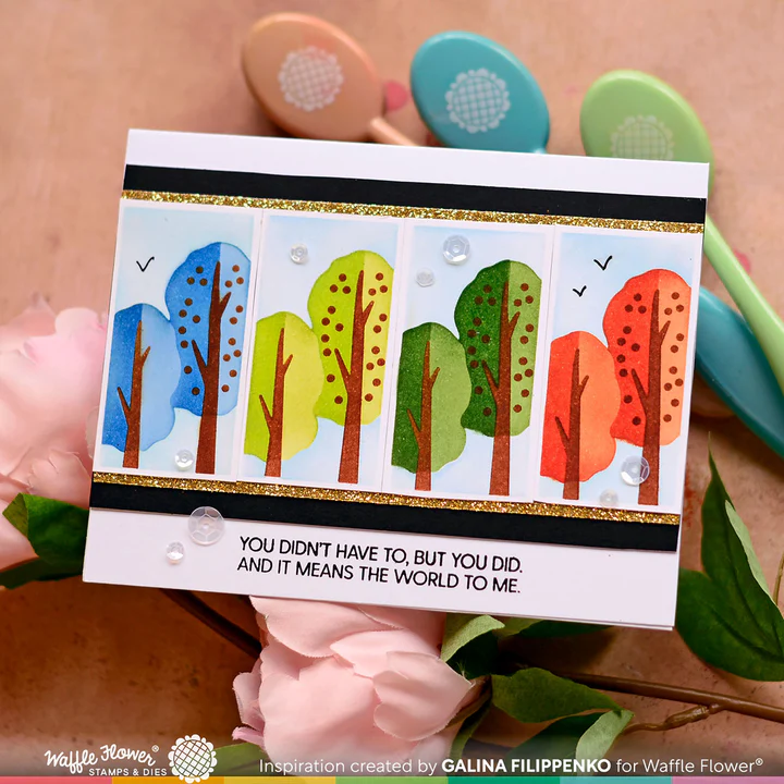 Bild 8 von Waffle Flower Postage Collage Fall Stencil - Briefmarken-Schablone Herbst