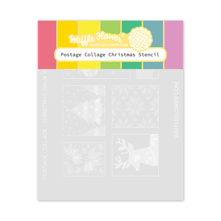 Bild 1 von Waffle Flower Postage Collage Christmas  Stencil - Briefmarken-Schablone Weihnachten