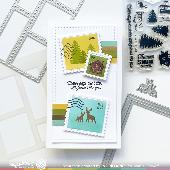 Bild 7 von Waffle Flower Postage Collage Mini Slimline Die-Set - Briefmarken-Stanzset