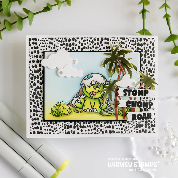 Bild 9 von Whimsy Stamps Rubber Cling Stamp  - Roarsome Skin Background Gummistempel Dinosaurier