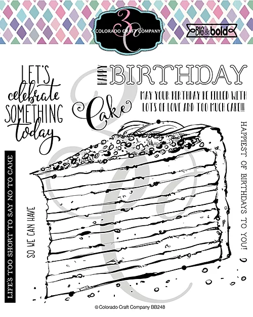 Colorado Craft Company Clear Stamps - Big & Bold~Birthday Cake