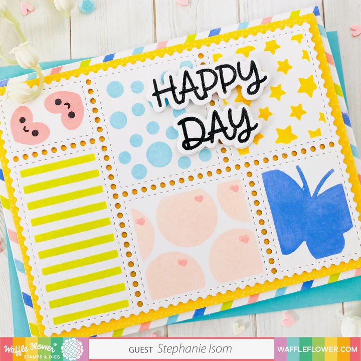 Bild 11 von Waffle Flower Postage Collage Coloring  Stencil - Briefmarken-Schablone Muster