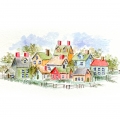 Bild 2 von Art Impressions Stamp Set - Watercolor Country Village