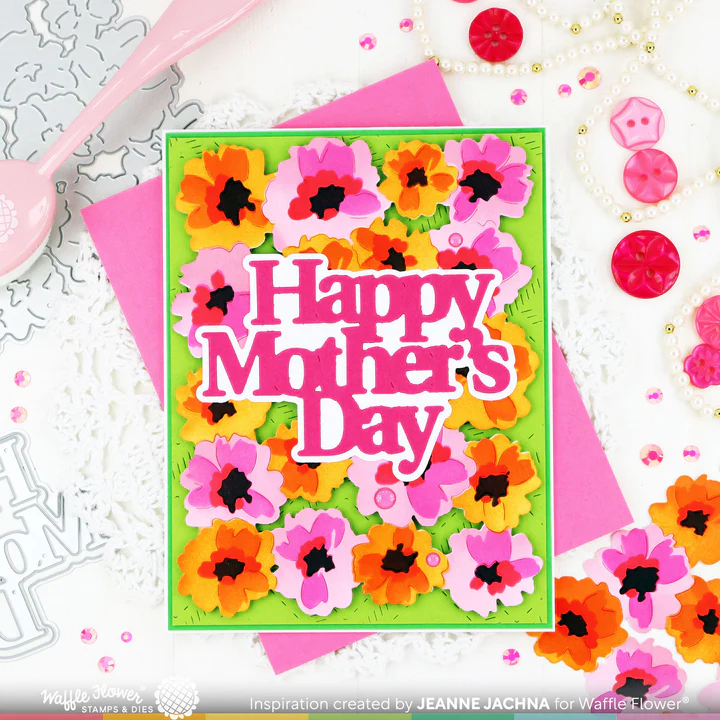 Bild 2 von Waffle Flower Painted Flowers Background - Schablone Blumen