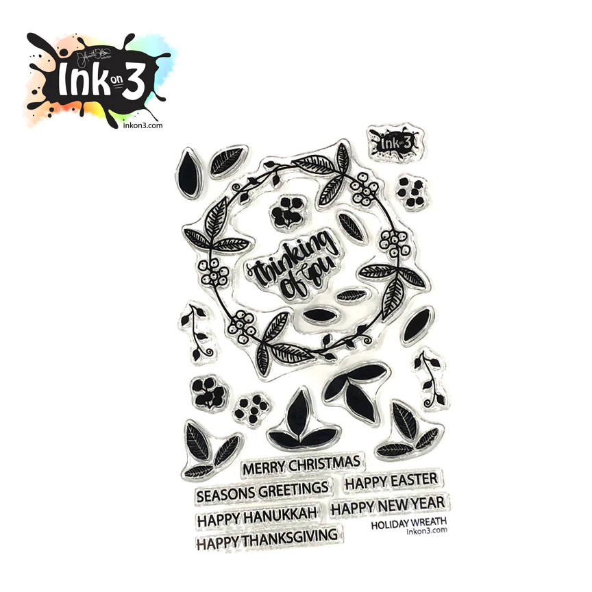  INKON3 Clear Stamp - Holiday Wreath